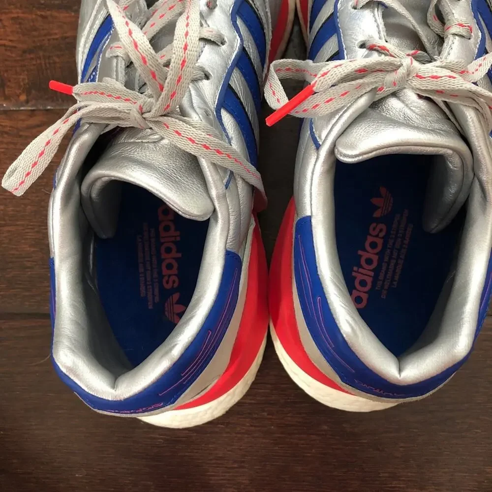 Adidas ZX 930 EQT Sneakers Shoes Metallic Silver Red Blue Run w/ Box Men 12 READ